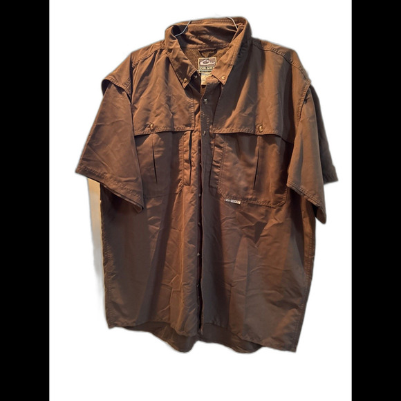 DRAKE WATERFOWL SYSTEMS SHORT SLEEVE VENTED FISHING SHIRT Brown& Gray 2x Combo - Picture 10 of 12